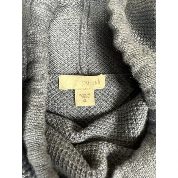 Pure Jill J Jill Sweater Womans XL Blue Knit Cowl‎ Neck Tunic Pullover Lagenlook - Picture 2 of 7